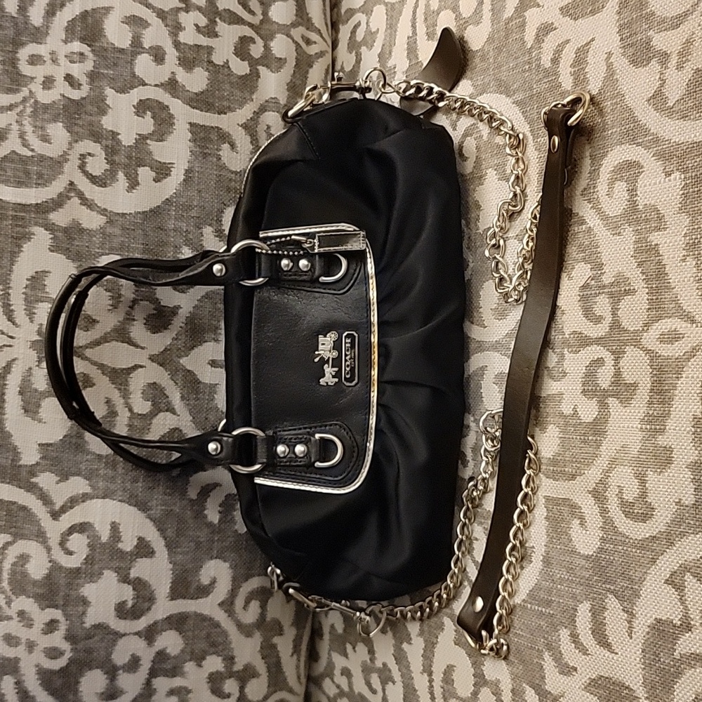 COACH Style 12927 Amanda Black‎ Satin Satchel Crossbody Excellent condition